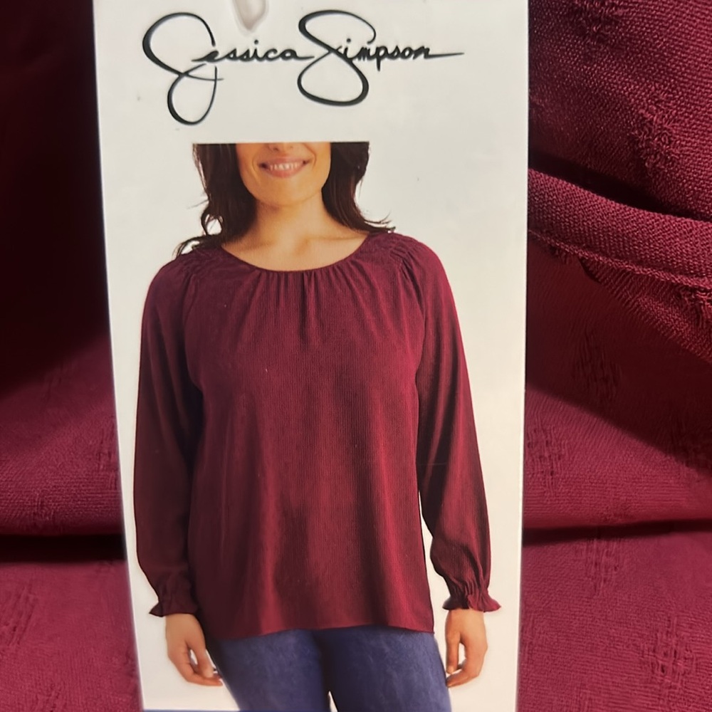 Jessica Simpson Women's Burgundy Top textured size L, XL NWT